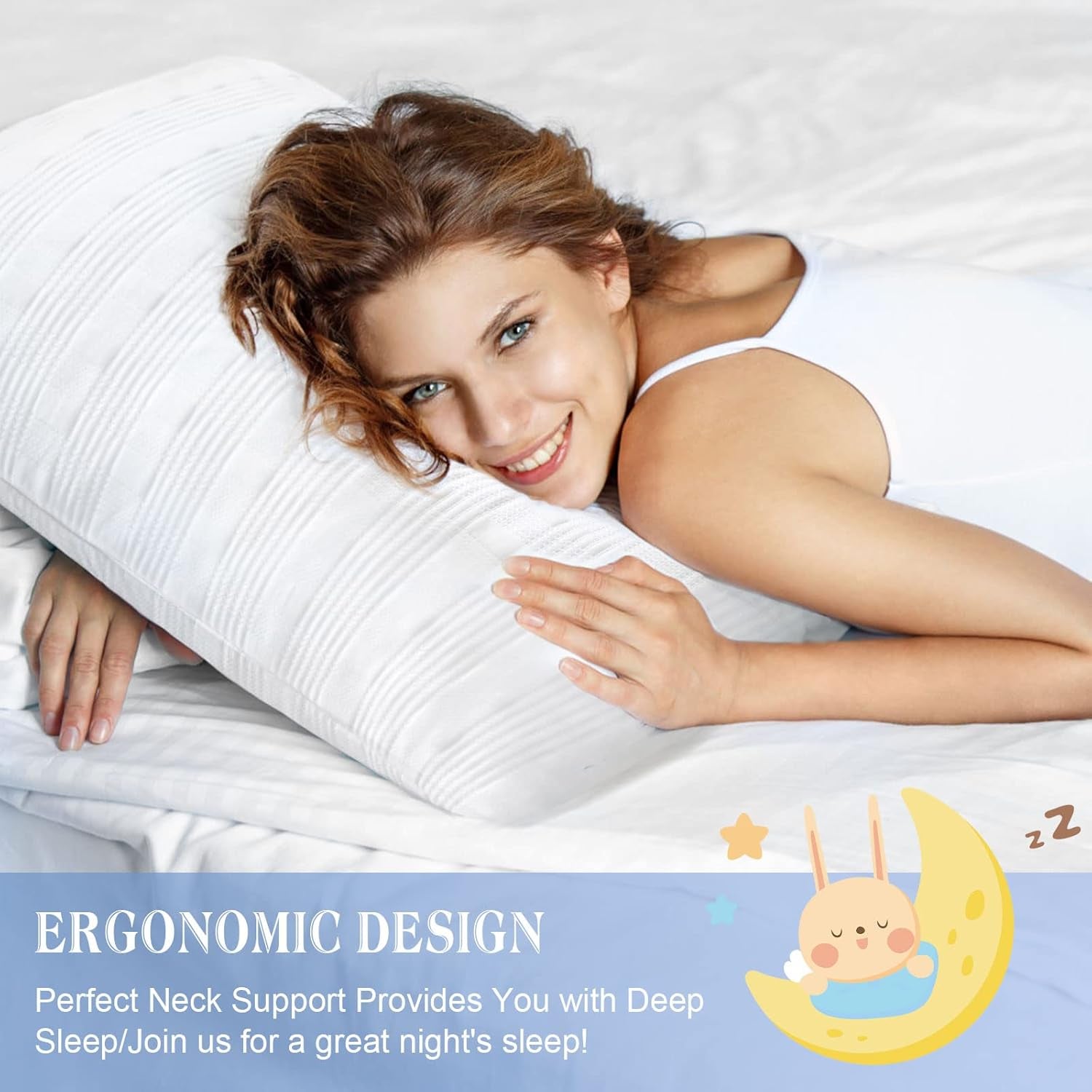 Cooling Pillows for Sleeping Standard Size Set of 2,Shredded Memory Foam Bed Pillow,Adjustable Loft Standard Pillow for Side & Back Sleeper-Medium Firm
