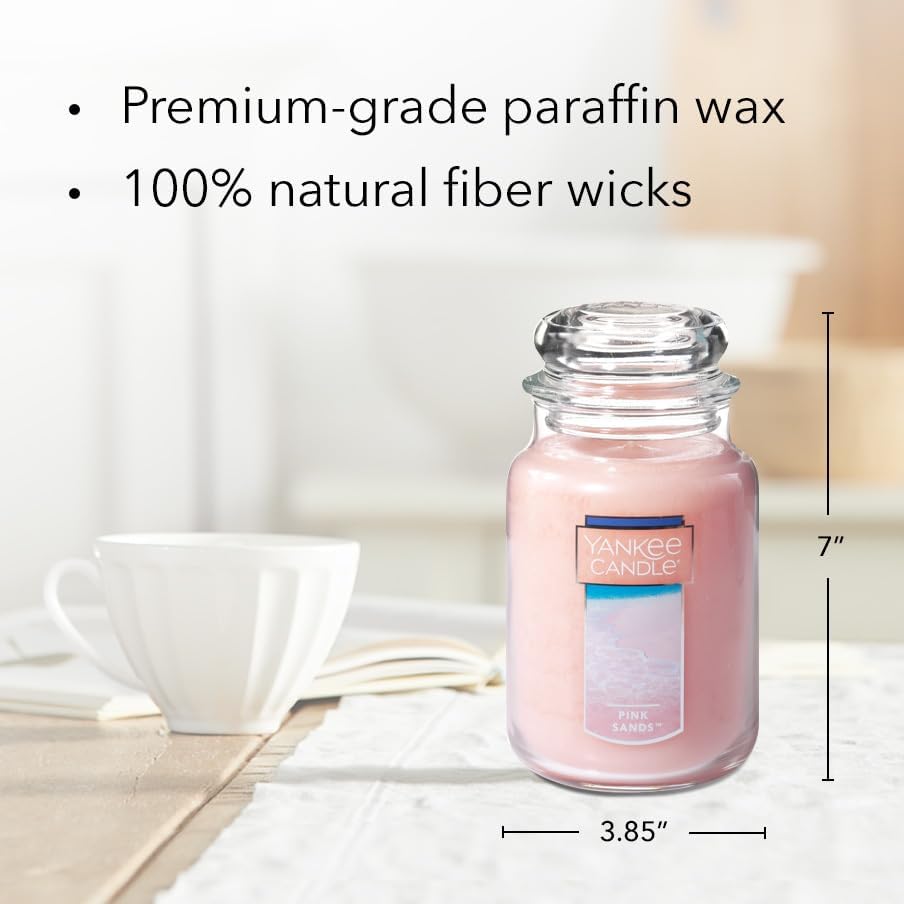 Scented Candle, Pink Sands, Original Large Jar Candle, 110-150 Hours of Burn Time, 22 Oz.