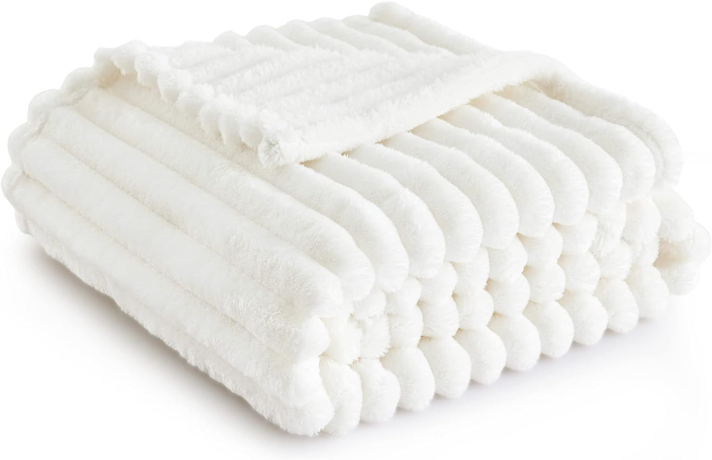 Throw Blanket Living Room Home Decor- Gift for Mom Women Men, Soft Fluffy Fleece Cozy Fuzzy Plush Warm White Couch Bed Blanket, Bedroom Summer Decor Gifts for Him Her, 50X60