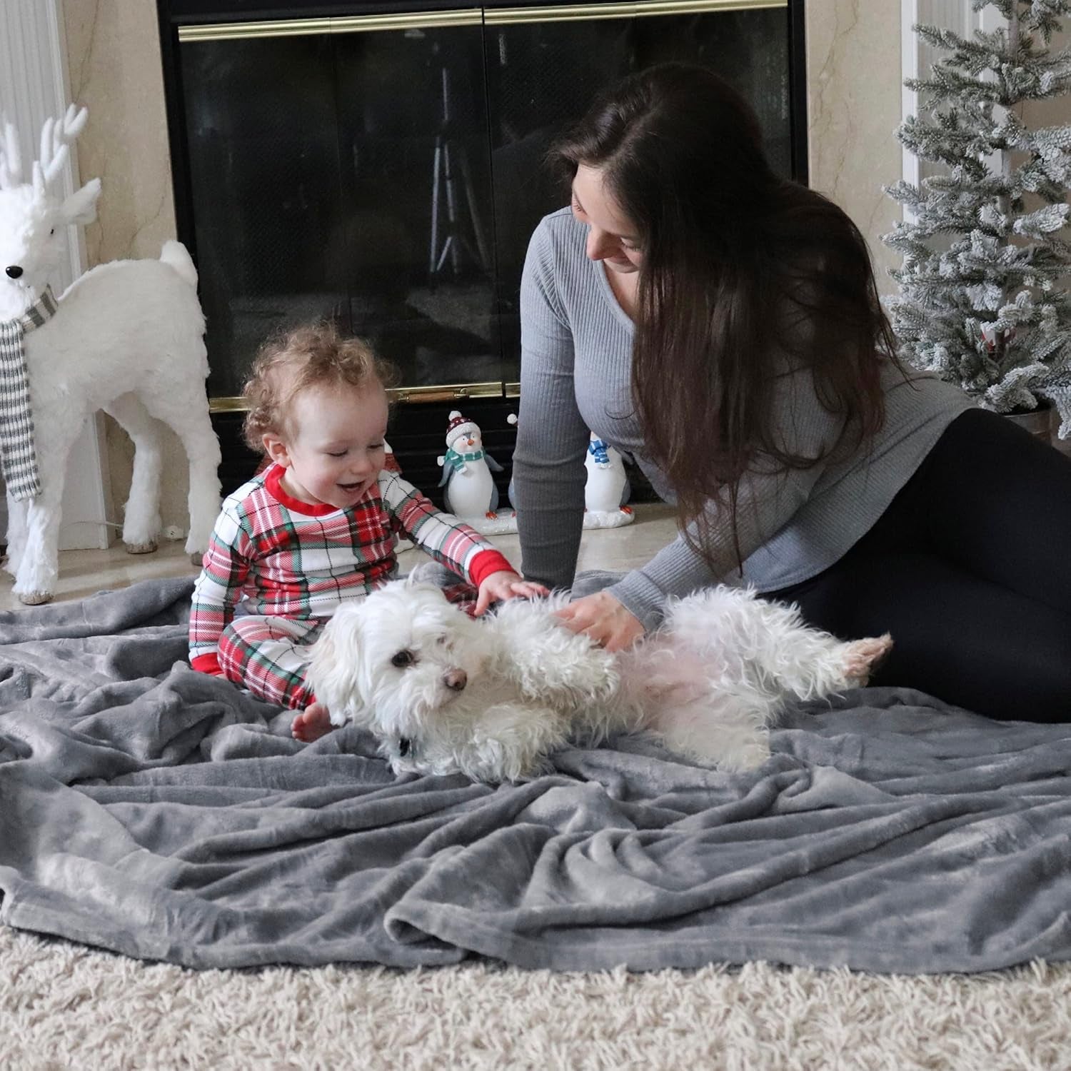 Throw Blankets for Couch - Fleece Cozy Soft Blanket for Sofa, Lightweight Fuzzy Flannel Women Throw Gifts for All Seasons, Grey, 50X60 Inches
