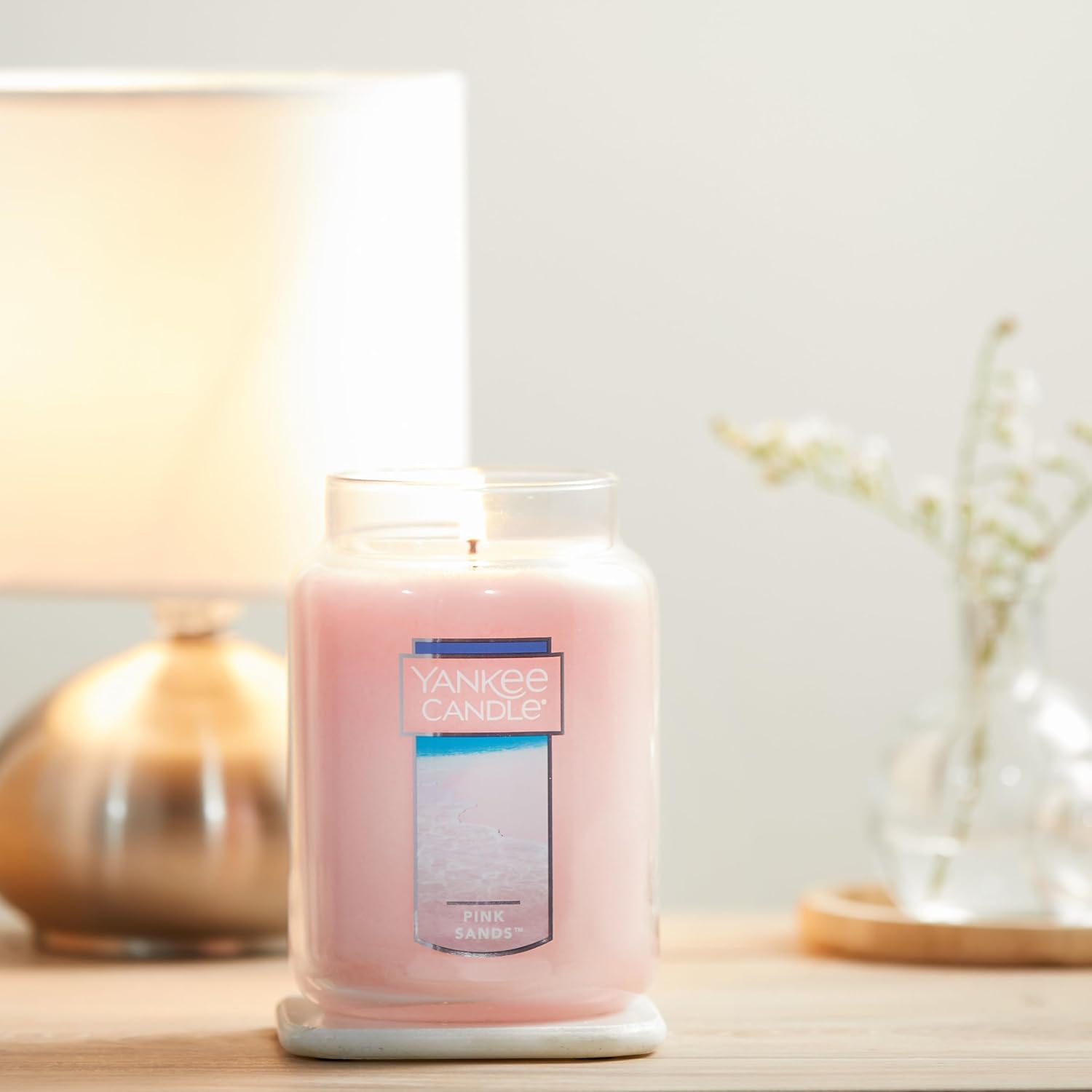 Scented Candle, Pink Sands, Original Large Jar Candle, 110-150 Hours of Burn Time, 22 Oz.