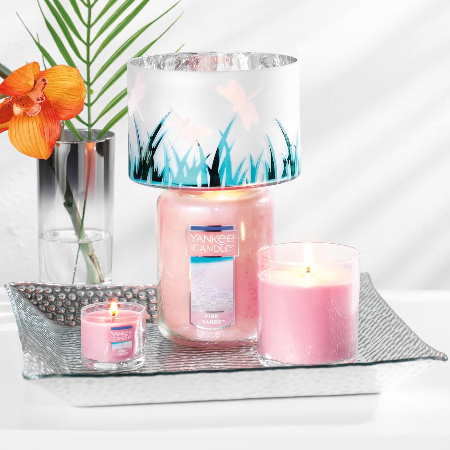 Scented Candle, Pink Sands, Original Large Jar Candle, 110-150 Hours of Burn Time, 22 Oz.