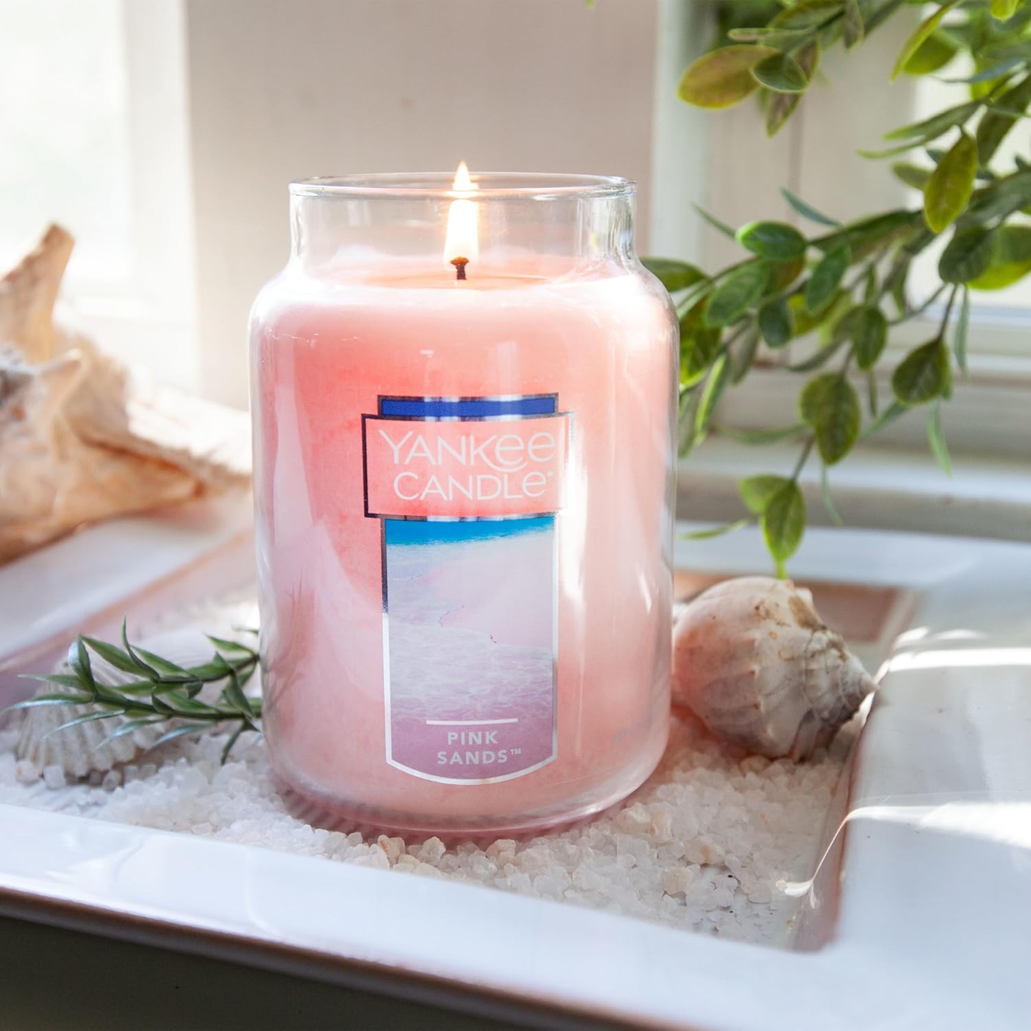 Scented Candle, Pink Sands, Original Large Jar Candle, 110-150 Hours of Burn Time, 22 Oz.