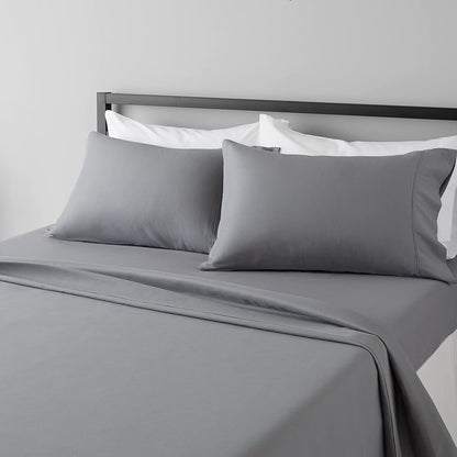 Lightweight Super Soft Comfortable Brushed Microfiber 4 Piece Bed Sheet Set with 36Cm Deep Pockets, Queen, Dark Gray, Solid