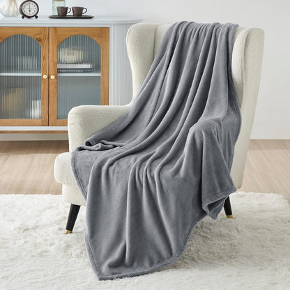 Throw Blankets for Couch - Fleece Cozy Soft Blanket for Sofa, Lightweight Fuzzy Flannel Women Throw Gifts for All Seasons, Grey, 50X60 Inches
