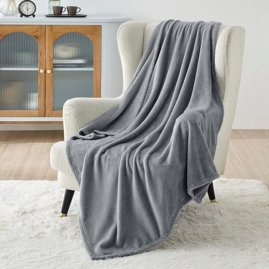 Throw Blankets for Couch - Fleece Cozy Soft Blanket for Sofa, Lightweight Fuzzy Flannel Women Throw Gifts for All Seasons, Grey, 50X60 Inches