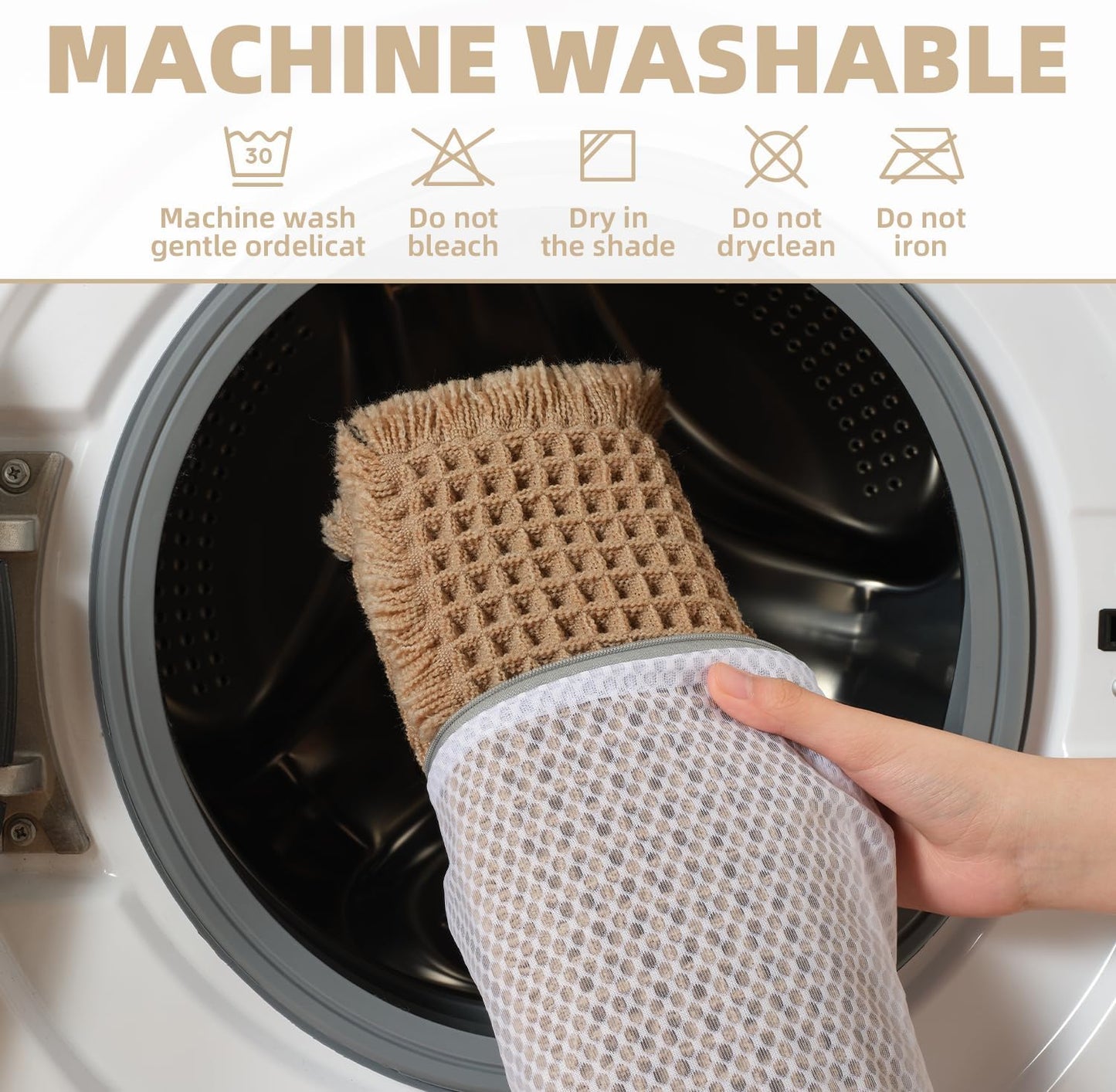 Upgraded Waffle Bath Mat Non Slip Super Absorbent Quick Dry Bath Mats for Bathroom Floor Machine Washable Bathroom Mat Ultra Soft Boho Bathroom Rugs with Tassels beside Tub, 18" X 30", Brown