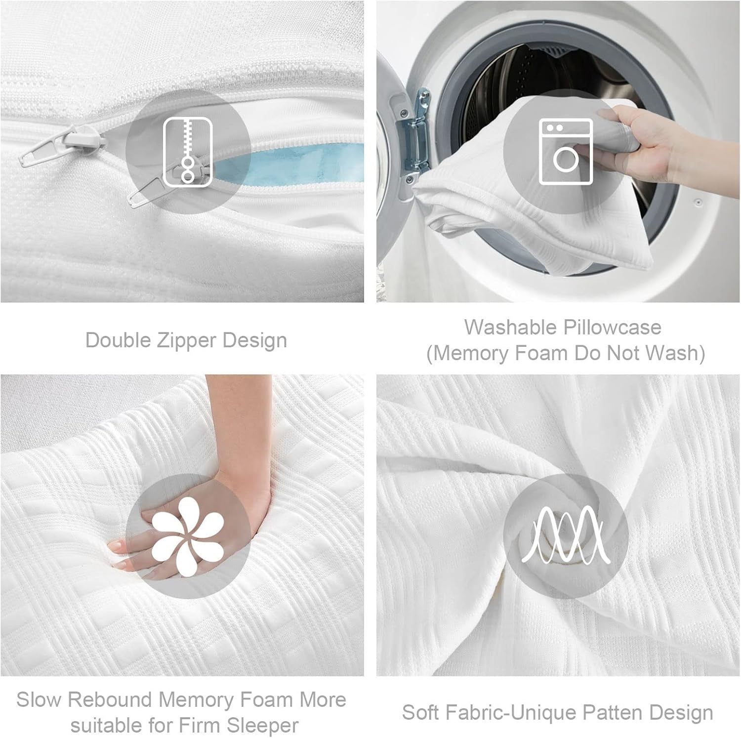 Cooling Pillows for Sleeping Standard Size Set of 2,Shredded Memory Foam Bed Pillow,Adjustable Loft Standard Pillow for Side & Back Sleeper-Medium Firm