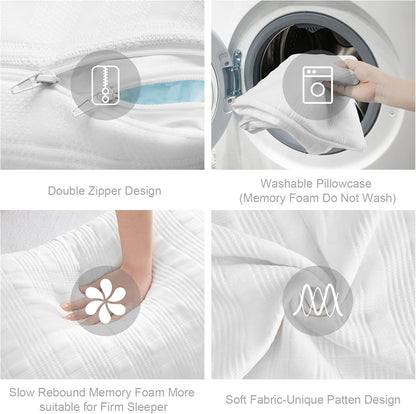 Cooling Pillows for Sleeping Standard Size Set of 2,Shredded Memory Foam Bed Pillow,Adjustable Loft Standard Pillow for Side & Back Sleeper-Medium Firm