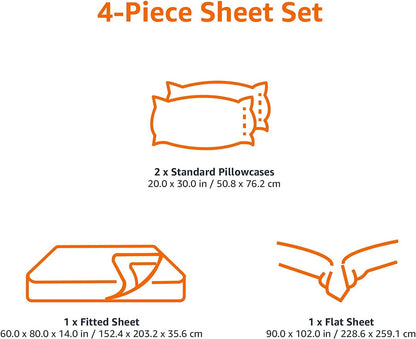 Lightweight Super Soft Comfortable Brushed Microfiber 4 Piece Bed Sheet Set with 36Cm Deep Pockets, Queen, Dark Gray, Solid